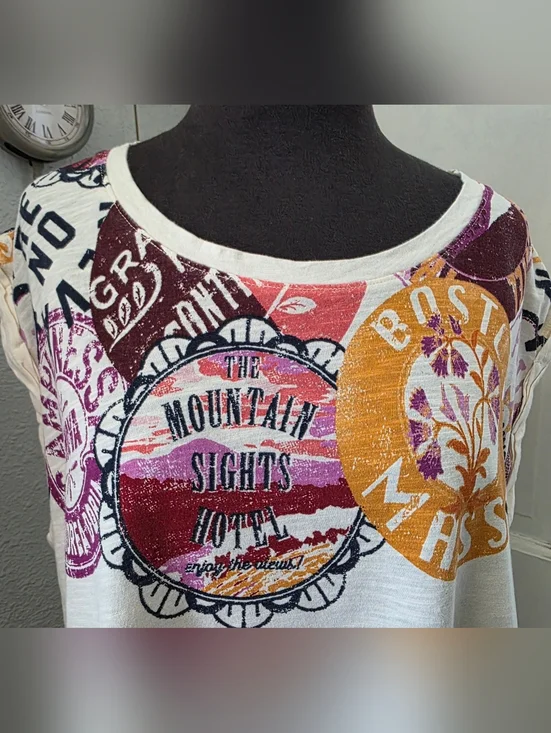 Maeve White Sleeveless Tank with Multicolor Badge Prints - Picture 2 of 9